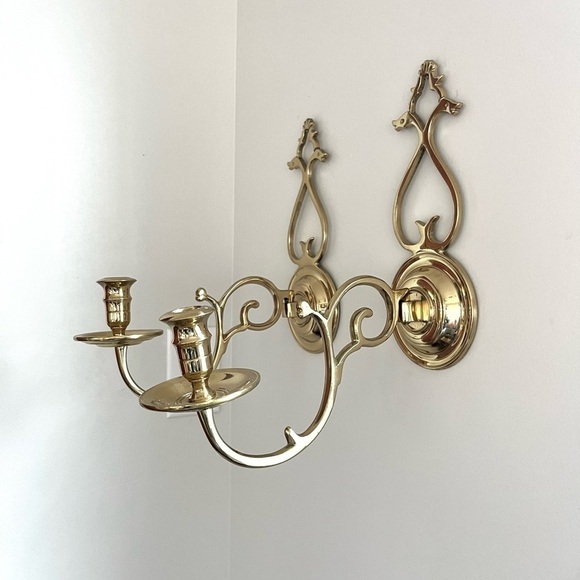 Brass wall sconces set of 2 - Picture 1 of 5